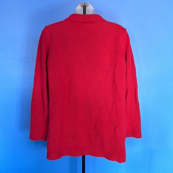 Monterey Bay Women’s Red Cardigan Sweater Size M Button Down Knit Long Sleeve - Picture 2 of 3